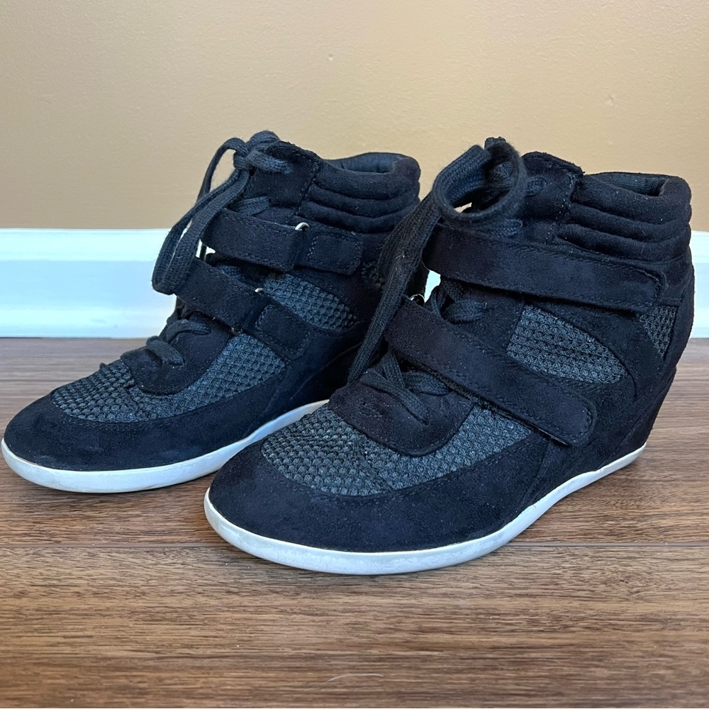 madden girl black wedge sneakers